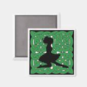 Irish Dancer on Green Celtic Knot Magnet (Vorderseite/Rückseite)
