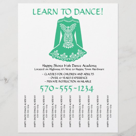 Irish Dancing Lessons Class Strips Flyer abreißen (Vorne)