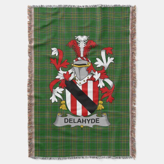 Irish Delahyde Coat of Arms Familienwappen Irland Decke (Vorderseite Vertikal)