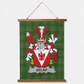 Irish Delap Coat of Arms Family Crest Wandteppich Mit Holzrahmen (Vorderseite)