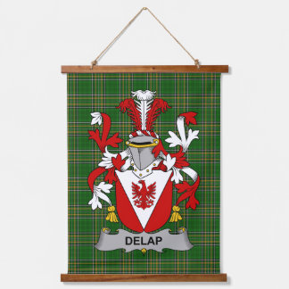 Irish Delap Coat of Arms Family Crest Wandteppich Mit Holzrahmen