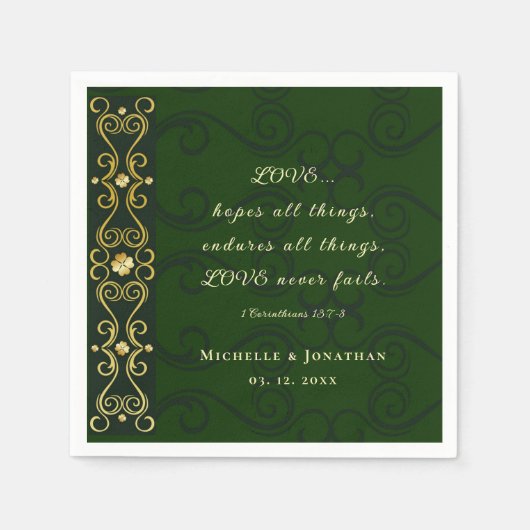 Irish Design LIEBE Versage niemals Bible Verse Wed Serviette (Vorderseite)