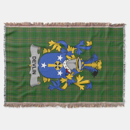 Irish Devlin oder O_Devlin Coat of Arms Family Cre Decke (Vorderseite)
