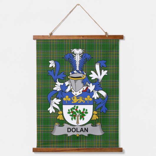 Irish Dolan or O_Dolan Coat of Arms Family Crest Wandteppich Mit Holzrahmen (Vorderseite)
