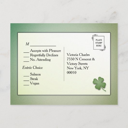 Irish Dreams UAWG with Entree Choices Einladungspostkarte (Rückseite)