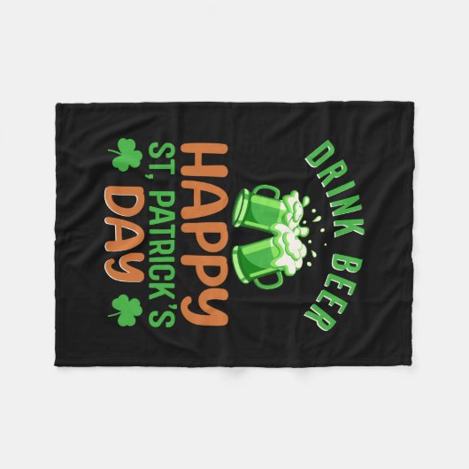 Irish Drink Beer Happy St Patrick S Day Fleecedecke (Vorderseite (Horizontal))
