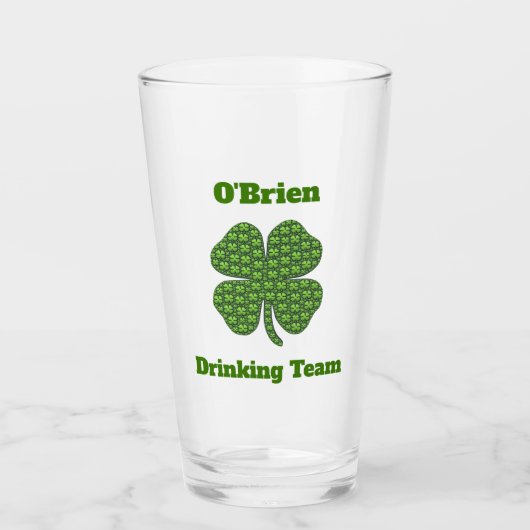 Irish Drink Team Clover Kleeblatt Beer Pint Glas (Vorderseite)