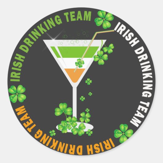 Irish Drink Team Kleeblatt Cocktail Stickers (Vorderseite)