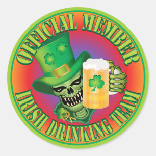 Irish Drink Team Skull.ai Runder Aufkleber