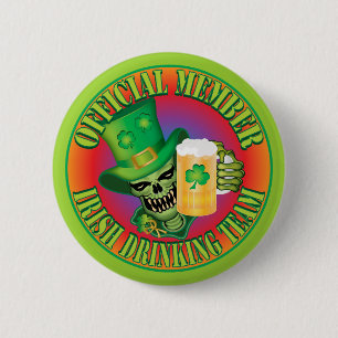 Irish Drink Team Skull Button