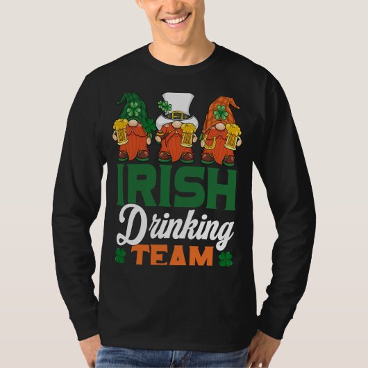 Irish Drinking Team Drinking Beer Gnome  Patricks  T-Shirt (Vorderseite)