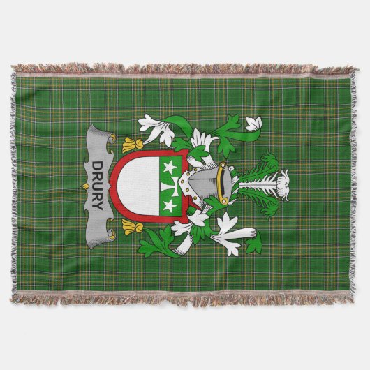 Irish Drury oder McDrury Coat of Arms Familienwapp Decke (Vorderseite)