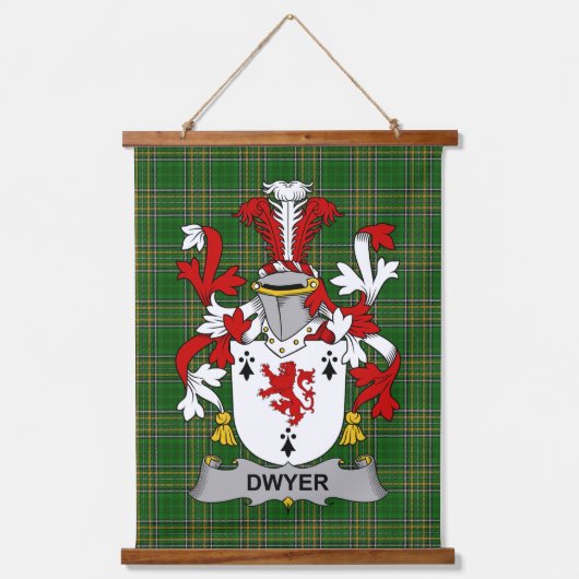 Irish Dwyer or O_Dwyer Coat of Arms Family Crest Wandteppich Mit Holzrahmen (Vorderseite)