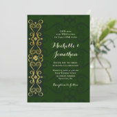 Irish EleganGold on Dark Green Christlich Wedding Einladung (Stehend Vorderseite)