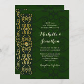 Irish EleganGold on Dark Green Christlich Wedding Einladung (Vorne/Hinten)