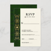 Irish Elegant Gold Artwork Abstrakt Green Wedding RSVP Karte (Vorne/Hinten)