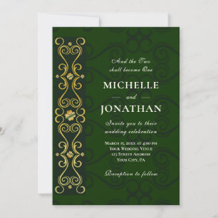 Irish Elegant Gold Artwork on Green Christlich Einladung