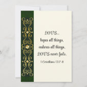 Irish Elegant Gold Dark Green Christlich Wedding Einladung (Rückseite)