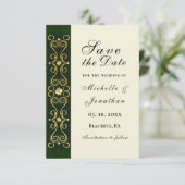 Irish Elegant Gold Dark Green Wedding Save The Date (Stehend Vorderseite)