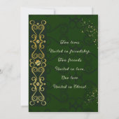 Irish Elegant Green Gold Design Christlich Wedding Einladung (Rückseite)
