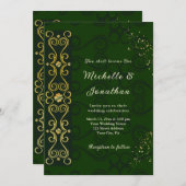 Irish Elegant Green Gold Design Christlich Wedding Einladung (Vorne/Hinten)