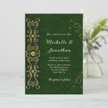 Irish Elegant Green Gold Design Christlich Wedding