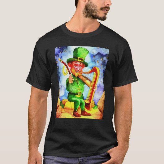 Irish Elf With Fiddle and Harp T-Shirt (Vorderseite)