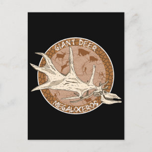 Irish Elk Paleoart Megaloceros Skull Postkarte