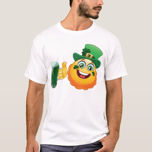 irish emoji glücklich grünes Bier in patriotis Tag T-Shirt (Vorderseite)