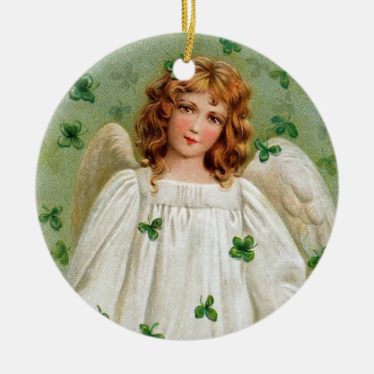 Irish Engel Weihnachtsschmuck. Nollaig Shona Duit Keramik Ornament (Vorne)