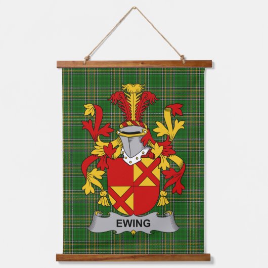 Irish Ewing Coat of Arms Family Crest Wandteppich Mit Holzrahmen (Vorderseite)
