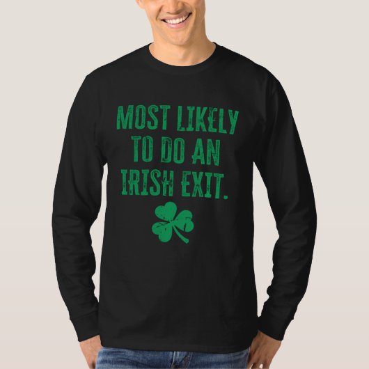 Irish Exit And Shamrock St Patrick's Day T-Shirt (Vorderseite)
