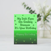 Irish Eyes Birthday Postkarte (Stehend Vorderseite)