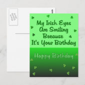 Irish Eyes Birthday Postkarte (Vorne/Hinten)