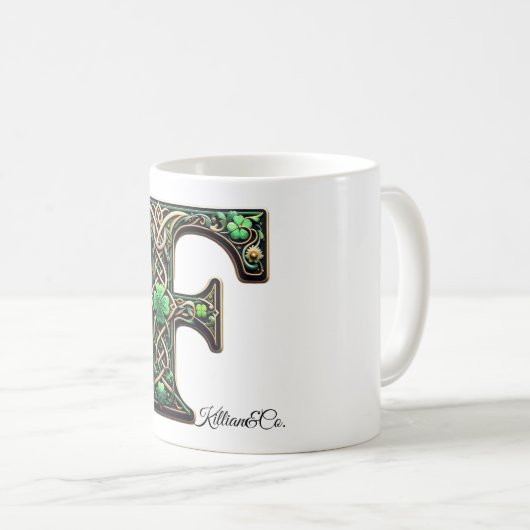 Irish F Monogram Coffee Up Kaffeetasse (VorderseiteRechts)