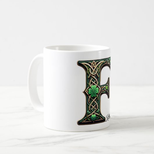 Irish F Monogram Coffee Up Kaffeetasse (Vorderseite Links)