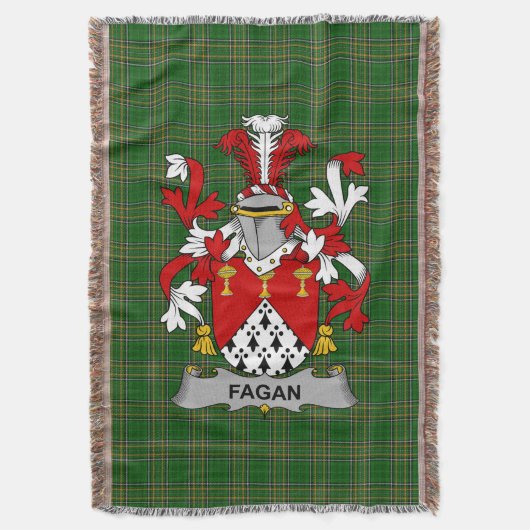 Irish Fagan Coat of Arms Familienwappen Irland Decke (Vorderseite Vertikal)
