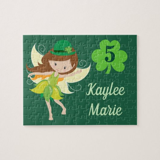 Irish Fairy Girl Niedlich Custom Green Puzzle (Horizontal)