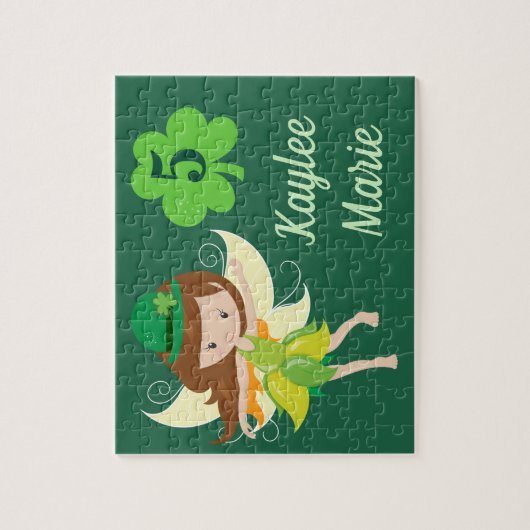 Irish Fairy Girl Niedlich Custom Green Puzzle (Vertikal)