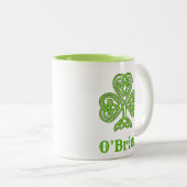Irish Family Name Celtic Heritage Shamrock Zweifarbige Tasse (VorderseiteRechts)