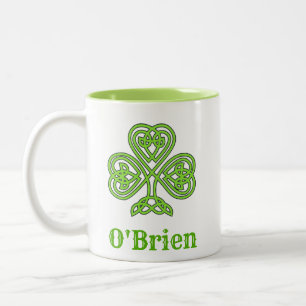 Irish Family Name Celtic Heritage Shamrock Zweifarbige Tasse