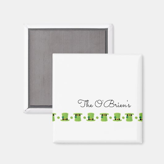 Irish Family NAME Kleeblatts Green Hats Magnet (Vorderseite/Rückseite)