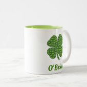 Irish Family Name Vierblättriges Kleeblatt Kleebla Zweifarbige Tasse (VorderseiteRechts)