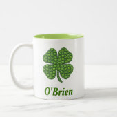 Irish Family Name Vierblättriges Kleeblatt Kleebla Zweifarbige Tasse (Links)