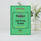 Irish Family Wiedersehen Jedes Namensdatum Grün lä Save The Date (Stehend Vorderseite)