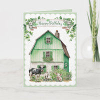 Irish Farmhouse | Grüne Scheune | Geburtskarte