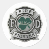 Irish Firefighter-Abzeichen Runder Aufkleber (Vorderseite)