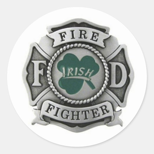 Irish Firefighter-Abzeichen Runder Aufkleber (Vorderseite)