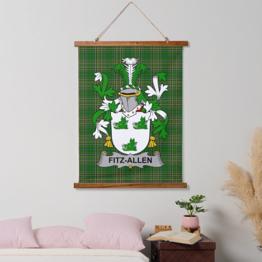 Irish Fitz-Allen Coat of Arms Family Crest Wandteppich Mit Holzrahmen (Schlafzimmer)