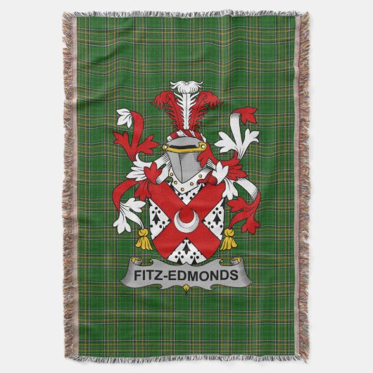 Irish Fitz-Edmonds Coat of Arms Familienwappen Ire Decke (Vorderseite Vertikal)